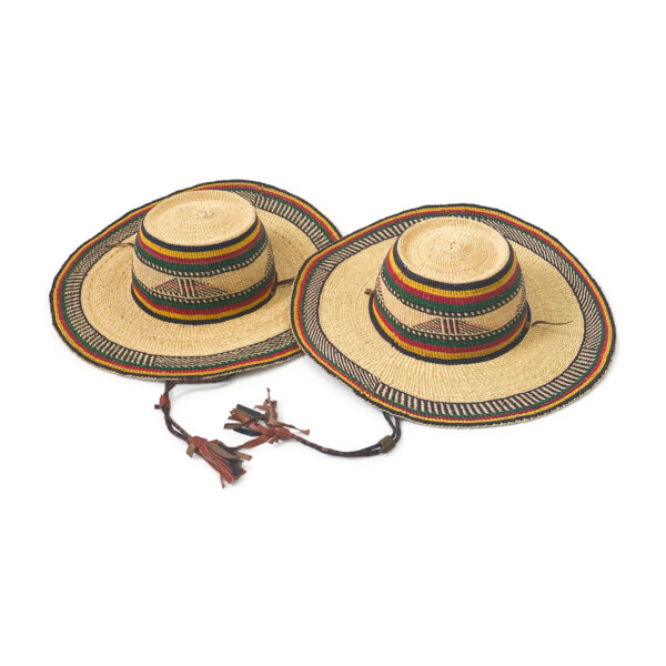 two african straw hats for men and women