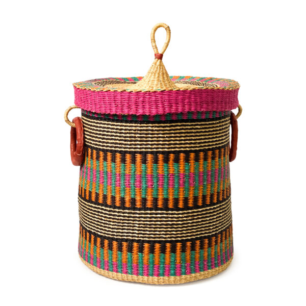 bolga woven laundry basket with lid