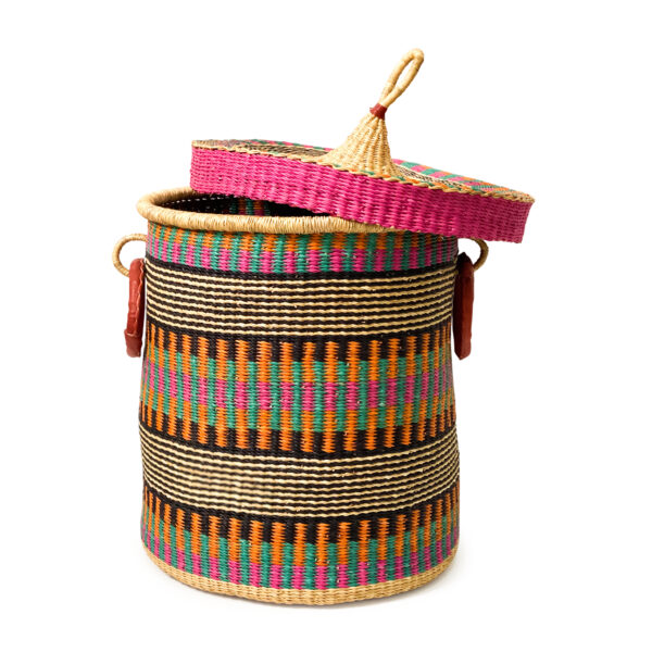 woven laundry basket with lid