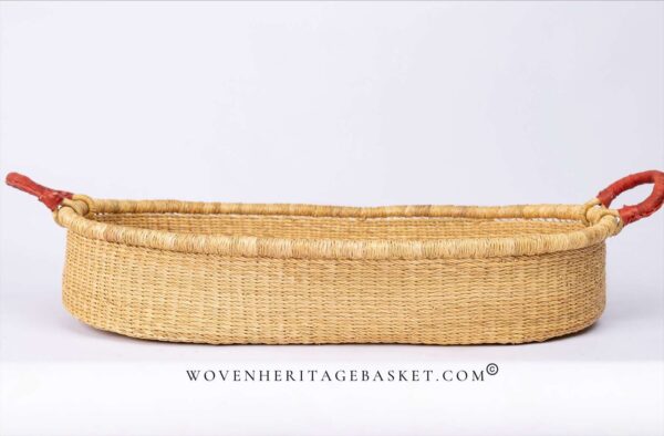 natural Moses changing basket with red leather handles