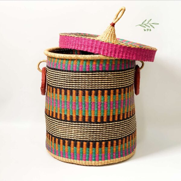bolga woven laundry basket with lid