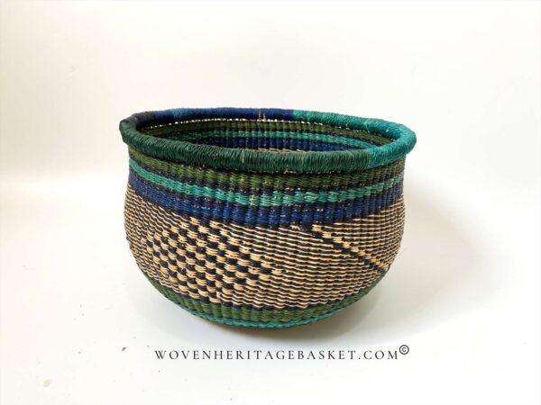colourful round woven storage basket