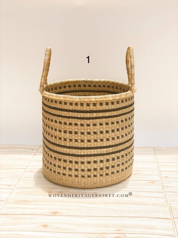 medium woven laundry basket with handles