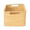 a rectangular woven storage basket