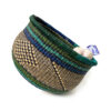 a round woven basket