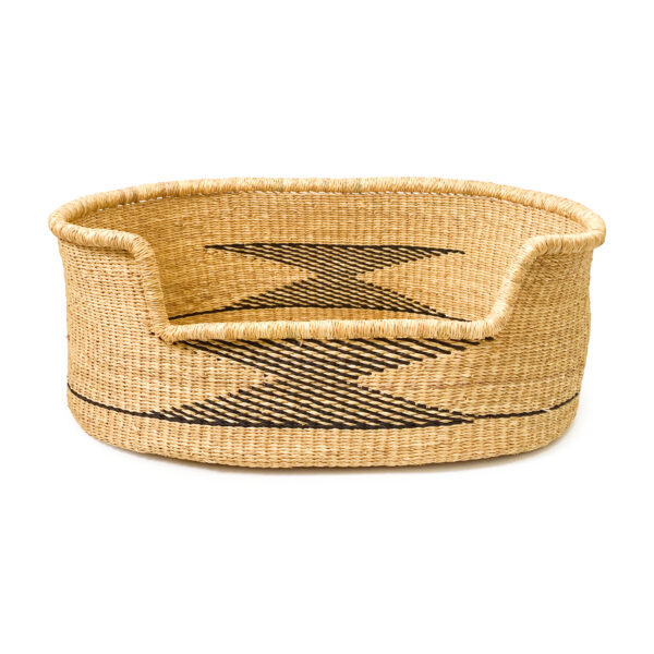 a woven dog bed basket