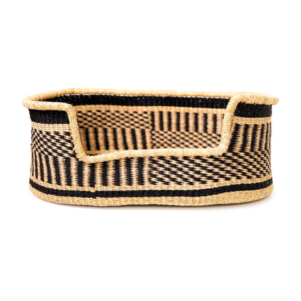 a woven dog bed basket