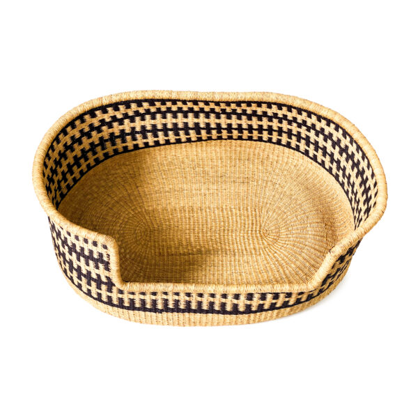 a woven dog bed basket