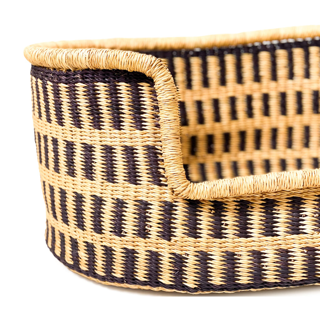 a woven dog bed basket