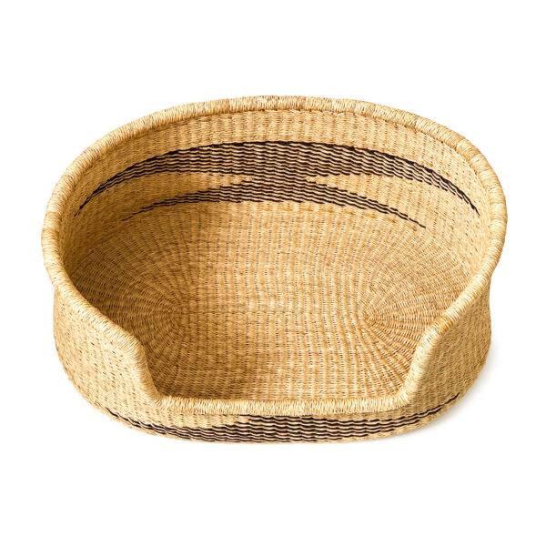 a woven dog bed basket