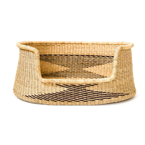 a woven dog bed basket