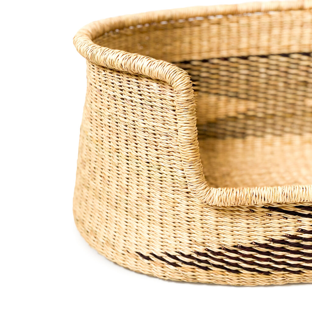 a woven dog bed basket