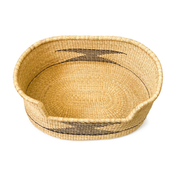 a woven dog bed basket