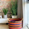 colorful woven floor basket