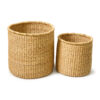 two woven plant baskets on a white background