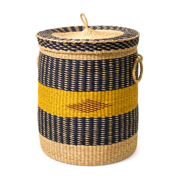 bolga woven laundry basket with lid