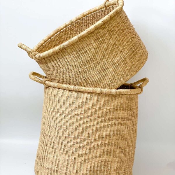 small and medium woven laundry basket with handles