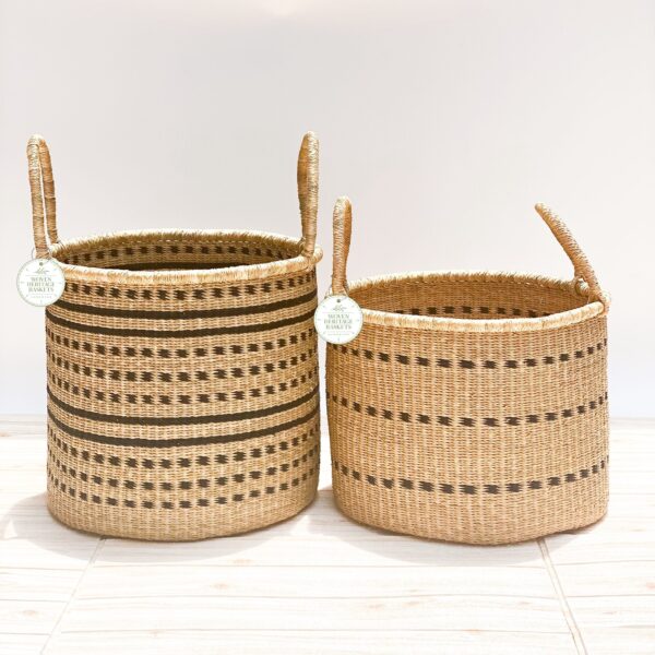 medium and large woven laundry baskets