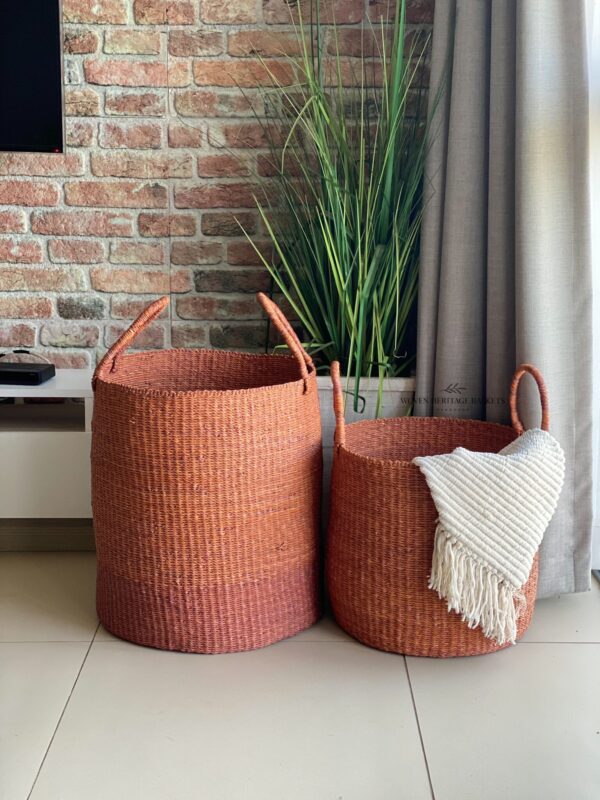 woven laundry baskets with handles