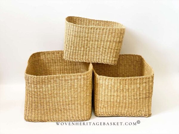 small, medium and large rectangular storage basket for shelf