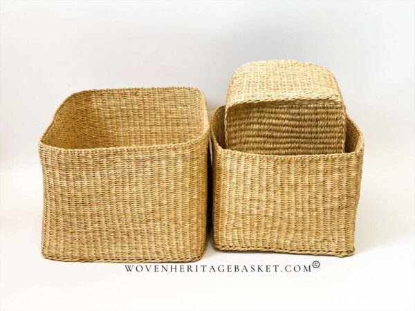 small, medium and large rectangular storage basket for shelf
