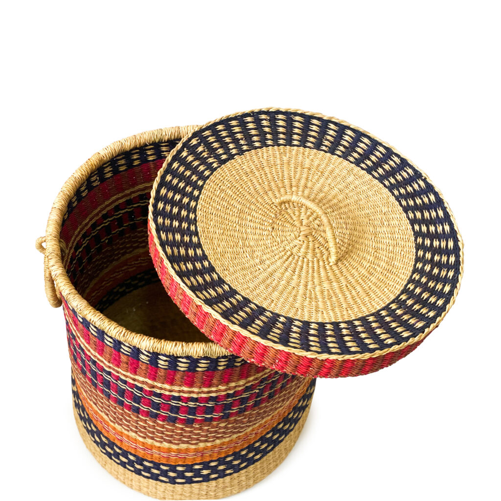 bolga woven laundry basket with lid